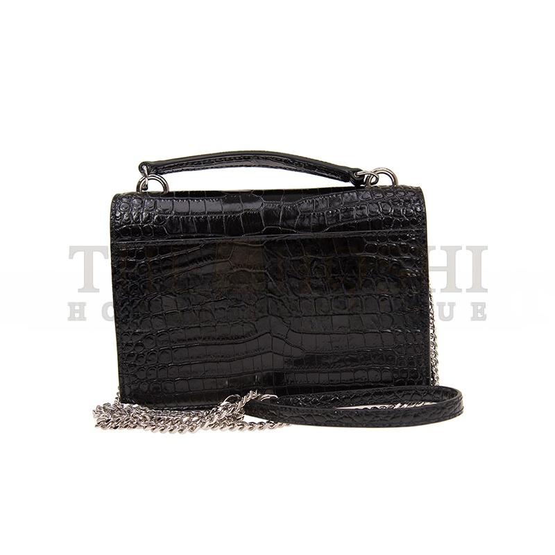 Y51 SUNSET TOP HANDLE IN CROCODILE-EMBOSSED SHINY LEATHER 533026DND1N1000 (19*14*5.5cm) Master Quality